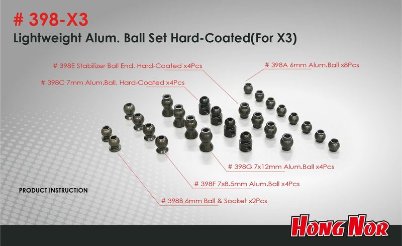 HN - Lightweight Aluminium Ball Set Hard-Coated (for X3)