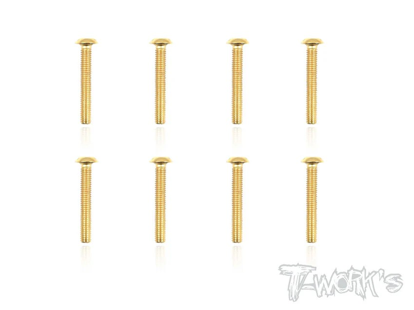 T-Works - 3 x 18mm Gold Plated Stahl Rundkopf Schraube Innensechskant (8)