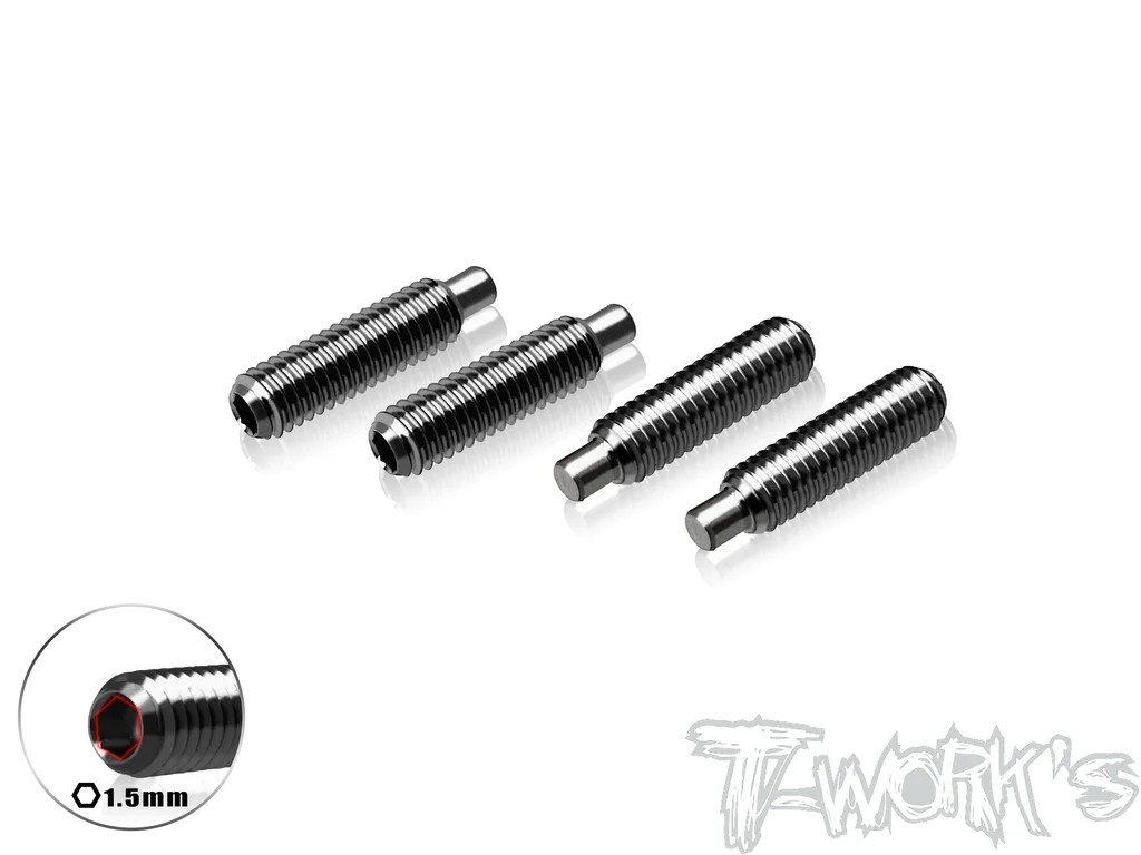 T-Works - Titan Madenschrauben mit Zentrierstift - M3x12mm - für XRAY X4 (4 Stück)