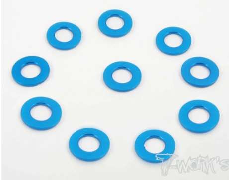 T-Works - Alu 3 x 5.7 x 0,5mm Bore Washer -Tamiya BLAU- (10 Stück)