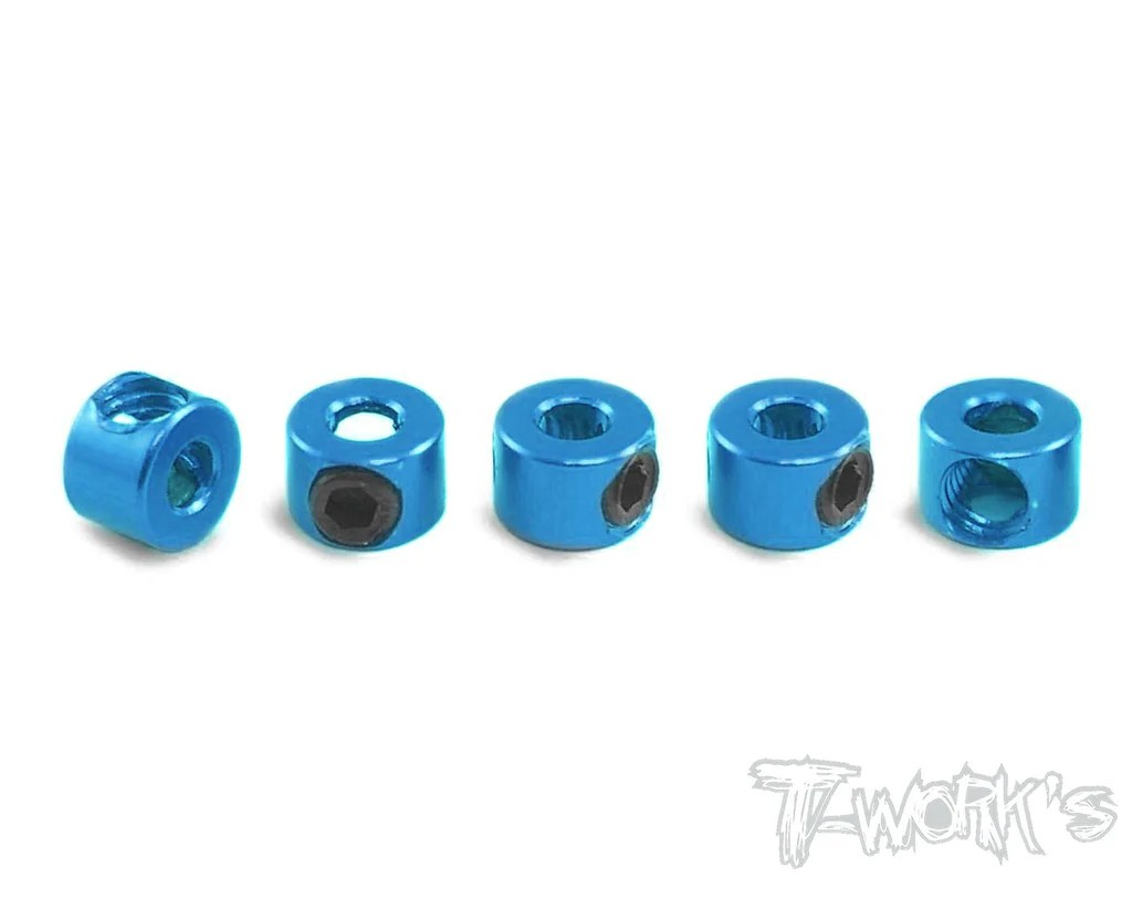 T-Works - Alum. Anti-Roll Bar Stopper - 5x2x3.5mm - Blau - (5 Stück)