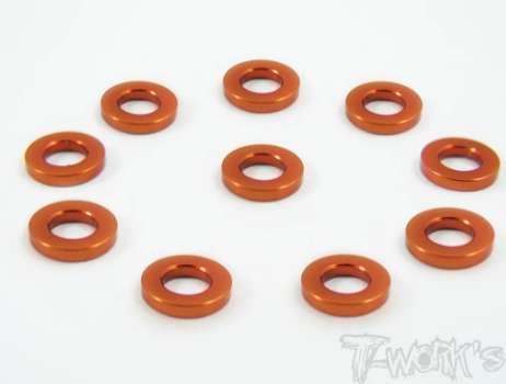 T-Works - Alu 3 x 5.7 x 1,0mm Bore Washer -ORANGE- (10 Stück)