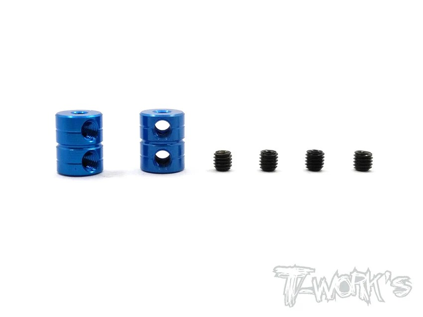 T-Works - Alum. 2mm Double Lock Stopper V2 - Blau (2 Stück)