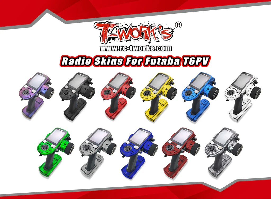 T-Works - Aufkleberbogen - Grün Metal Chrome - für Futaba T6PV (2 Bögen)