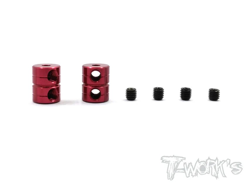 T-Works - Alum. 2mm Double Lock Stopper V2 - Rot (2 Stück)