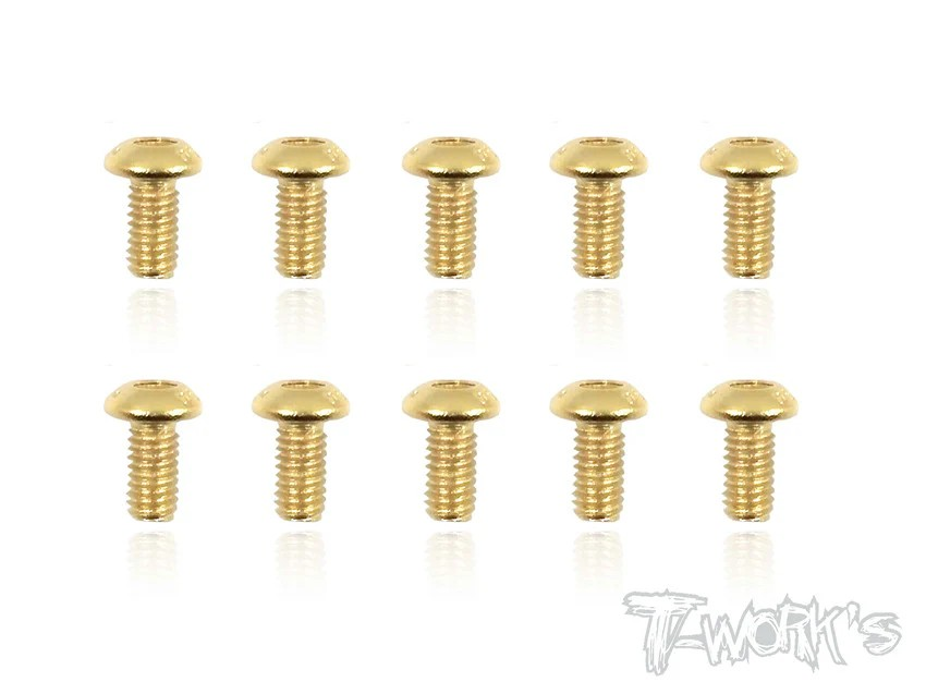 T-Works - 3 x 6mm Gold Plated Stahl Rundkopf Schraube Innensechskant (10)
