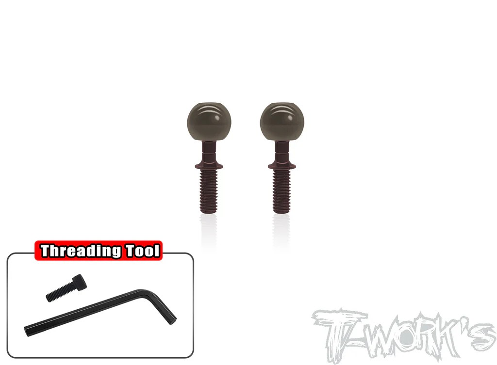 T-Works - Alum. Pillow Ball With Steel Anti-Clockwise Shaft - für MUGEN MBX8R (2 Stück)