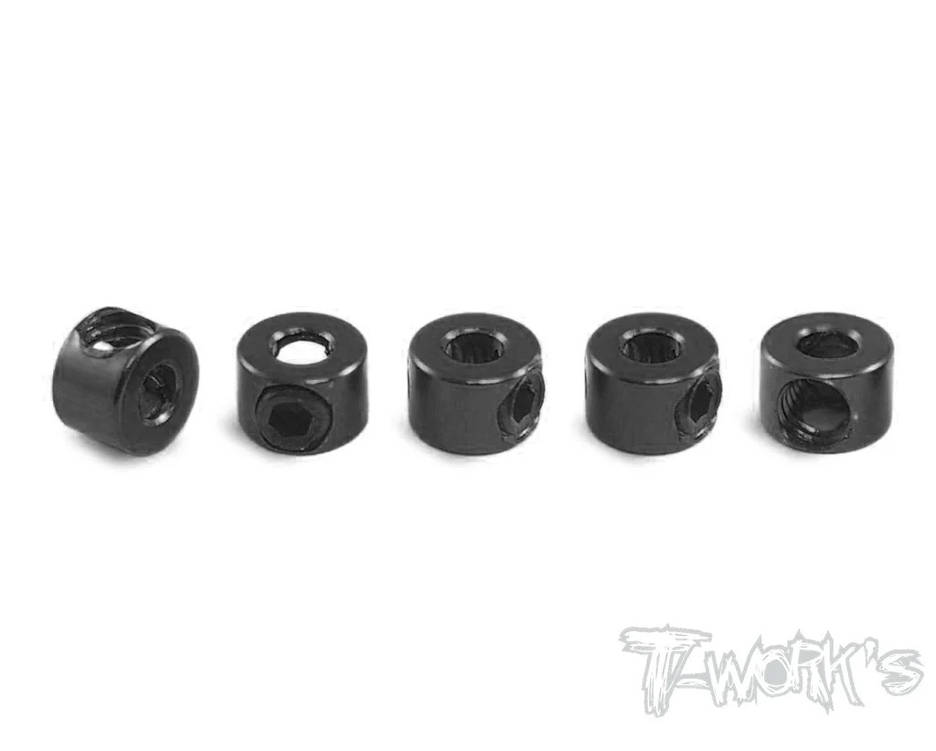 T-Works - Alum. Anti-Roll Bar Stopper - 5x2x3.5mm - Schwarz - (5 Stück)
