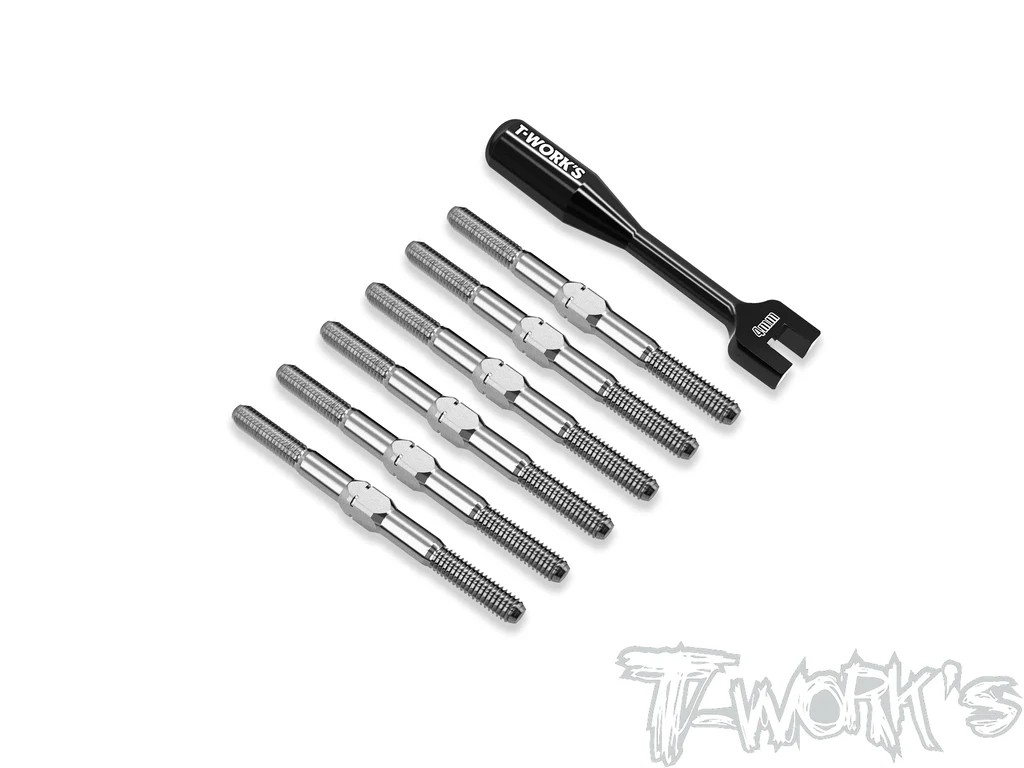 T-Works - 64 Titan Gewinde-/Spurstangen Set - für Asso RC10 B7/B7D