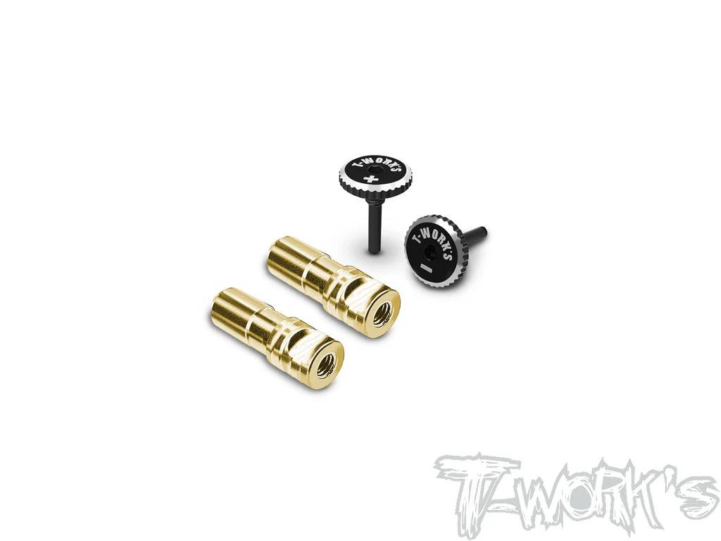 T-Works - 5mm Goldstecker mit Alum. Quick Lock Griffstücken (- schwarz / + schwarz) (2 Stück)