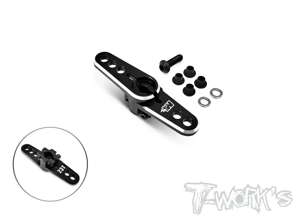 T-Works - Alu Servo Horn +1.5mm - 23 Zähne - SCHWARZ